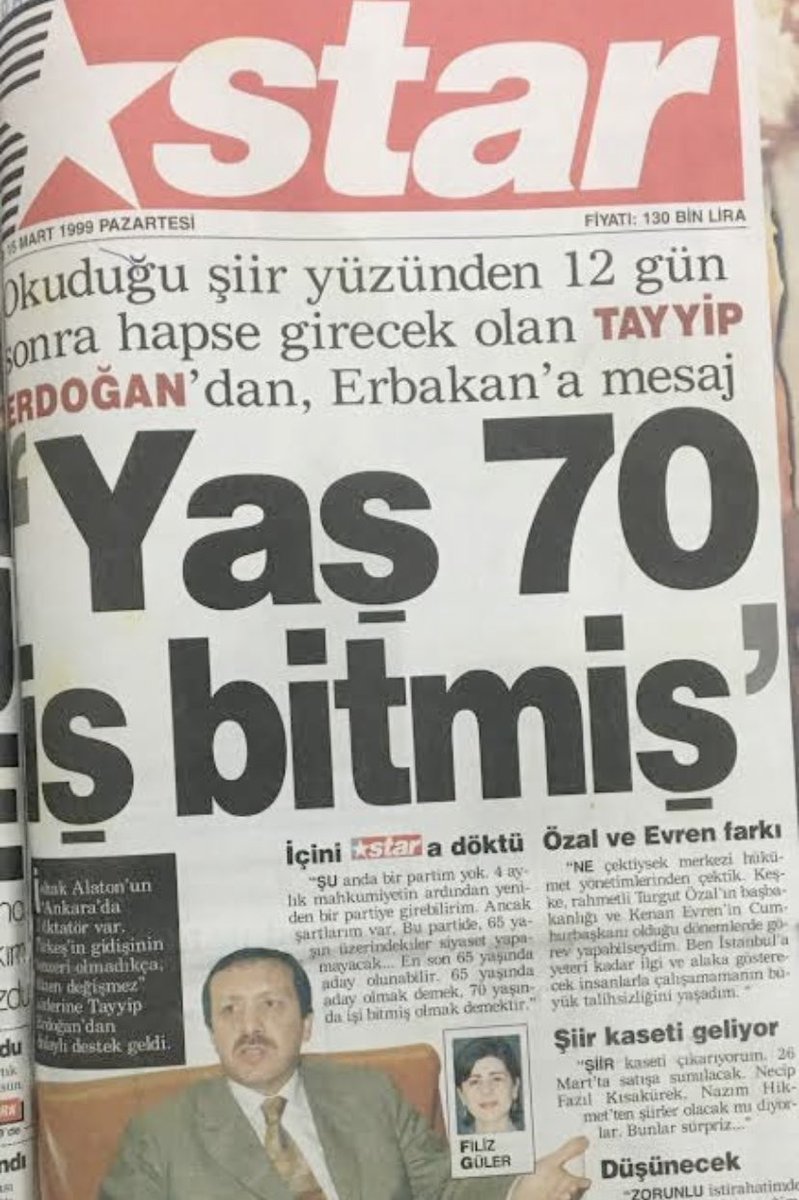 Necmettin Erbakan'a geçmişte "Yaş 70, iş bitmiş" göndermesi yapan Cumhurbaşkanı Erdoğan bugün 70 yaşına girdi.