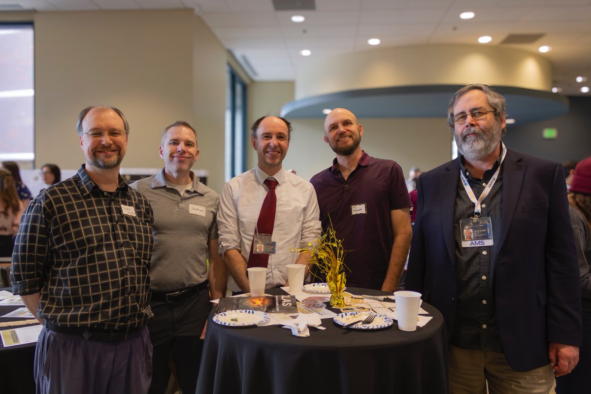 CLAS MixTape's final event of the semester, 'Hey, What's Goin' On: Celebrating Recent CLAS Research,' was a smashing success! On the picture is the math&stats faculty delegation. From left to right, Drs. Stephen Hartke, Joshua French, Julien Langou, Florian Pfender and Jan Mandel