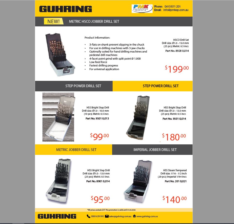 EngProductsPMK's tweet photo. Promotion Drill Kits and Taps

#guhring #guhringtools https://t.co/EpIXgB1lGM