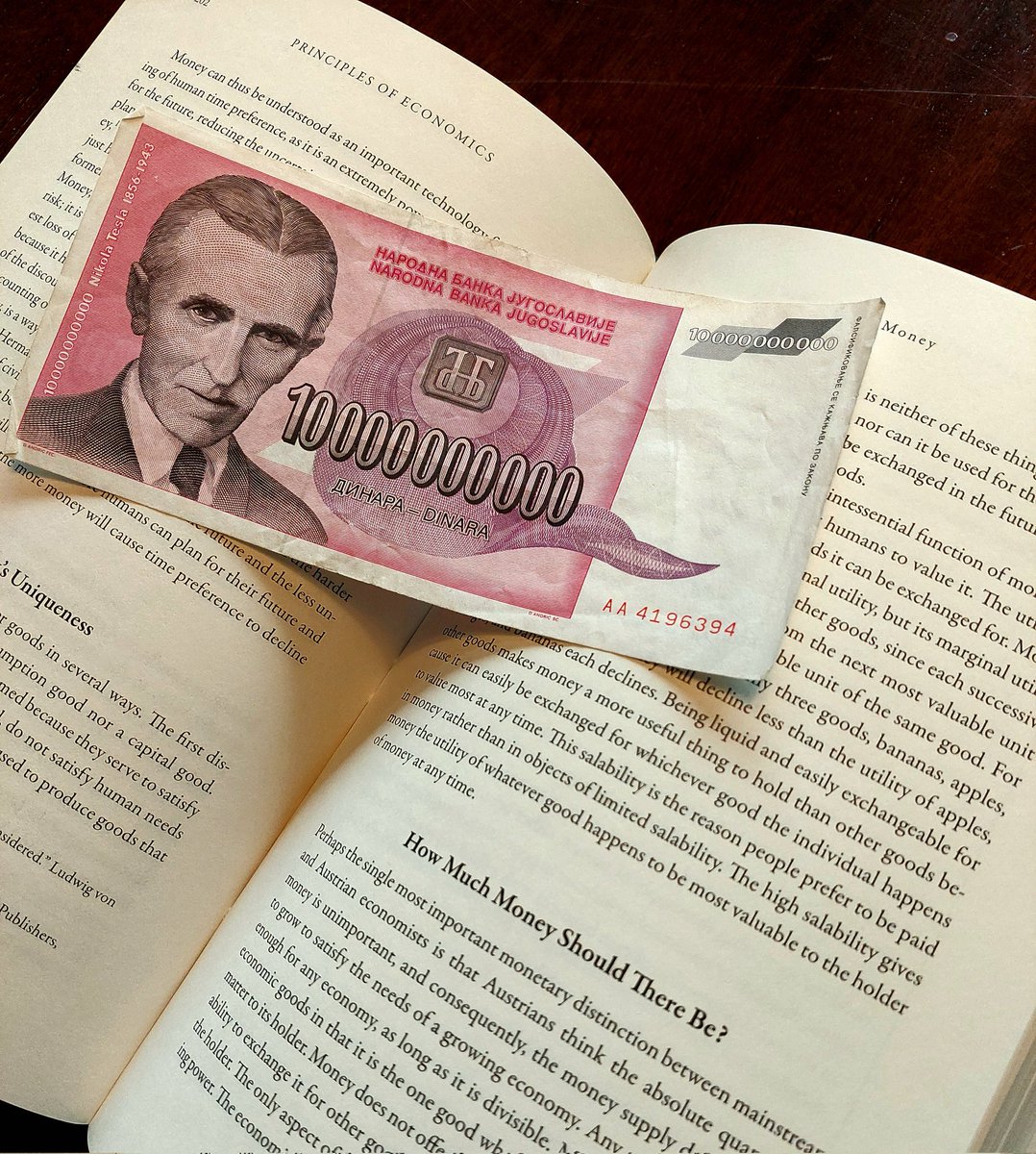 Currently reading the absolutely fantastic 'Principles of Economics' by <a href="/saifedean/">Saifedean Ammous</a> 

I have the most fitting bookmark for the next section.

😎📚

#Bitcoin