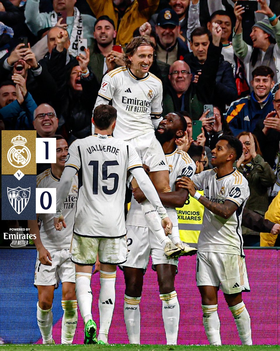 🏁 <a href="/realmadriden/">Real Madrid C.F. 🇬🇧🇺🇸</a> 1-0 <a href="/SevillaFC_ENG/">Sevilla FC</a>
⚽️ 81' <a href="/lukamodric10/">Luka Modrić</a>
#Emirates | #RealMadridSevillaFC