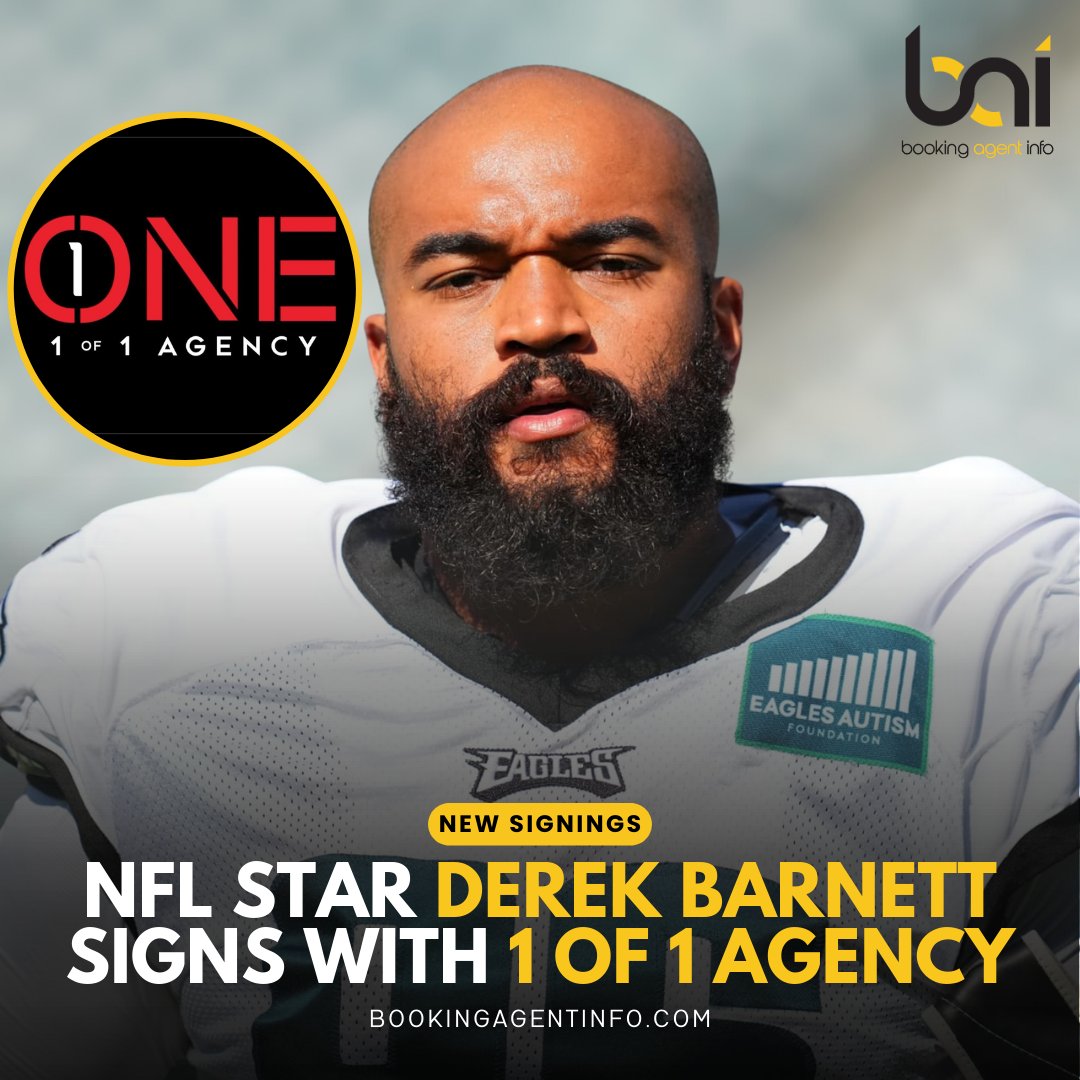 Derek Barnett joins 1 Of 1 Agency for new career opportunities and achievements.

Follow @baidatabase for more

#DerekBarnett #1Of1Agency #NFL #SportsRepresentation #Partnership #AthleteRepresentation #CareerGrowth #NFLPlayer #SportsManagement #FreshStart #BookingAgentInfo