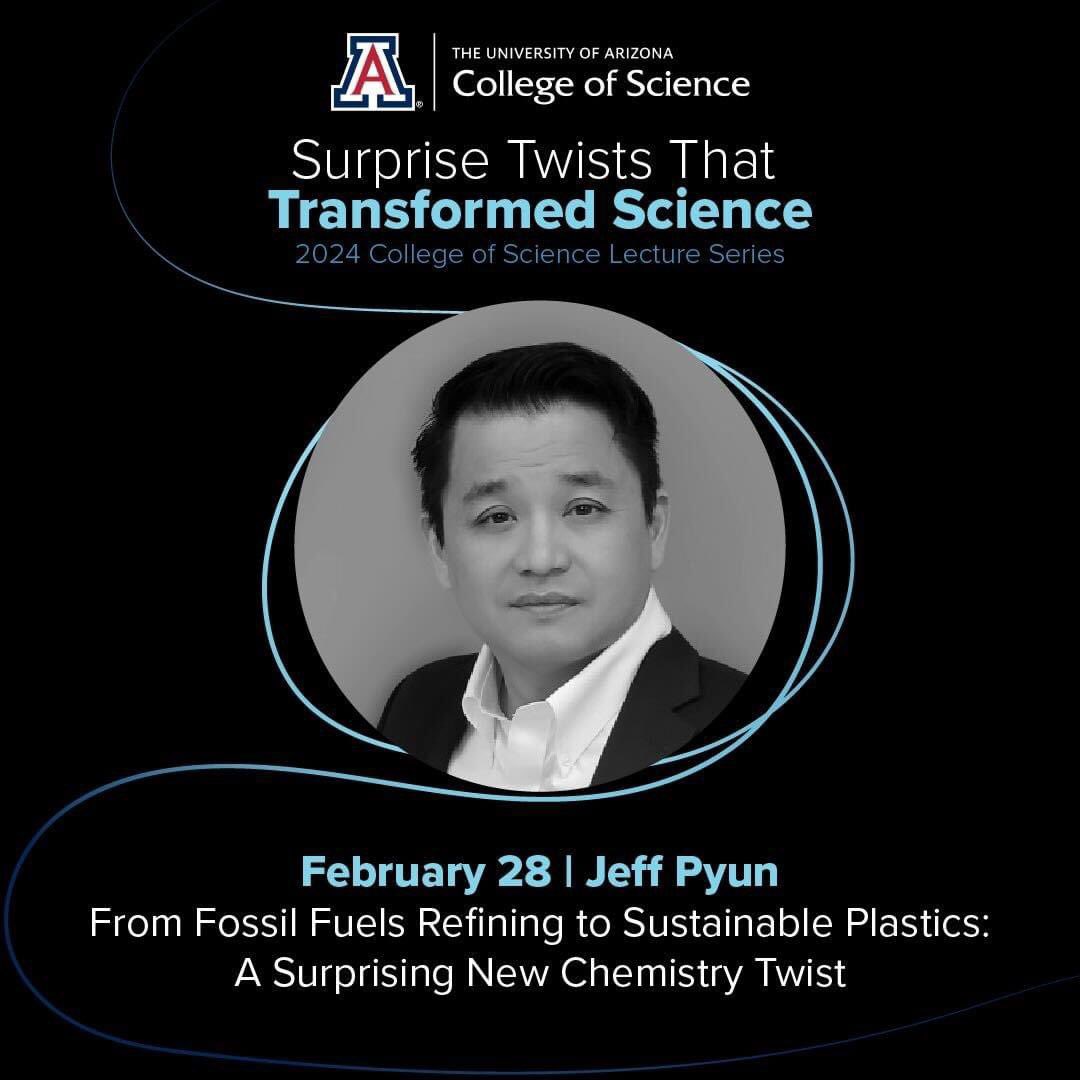 Last chance! The final talk of the 2024 College of Science Lecture series is on Wednesday, Feb. 28 at 7pm in Centennial Hall, where Professor Jeff Pyun will discuss his recent invention utilizing alternative waste feed stocks from the petroleum refining industry to create a…