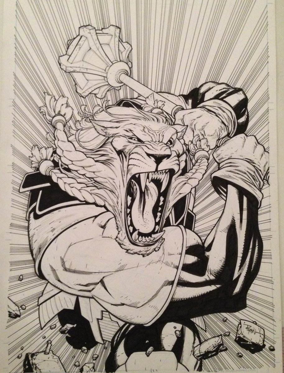 Found some progress shots of this cover. Layout. Pencils. Inks. Cover to INVINCIBLE 115. Battle Beast!