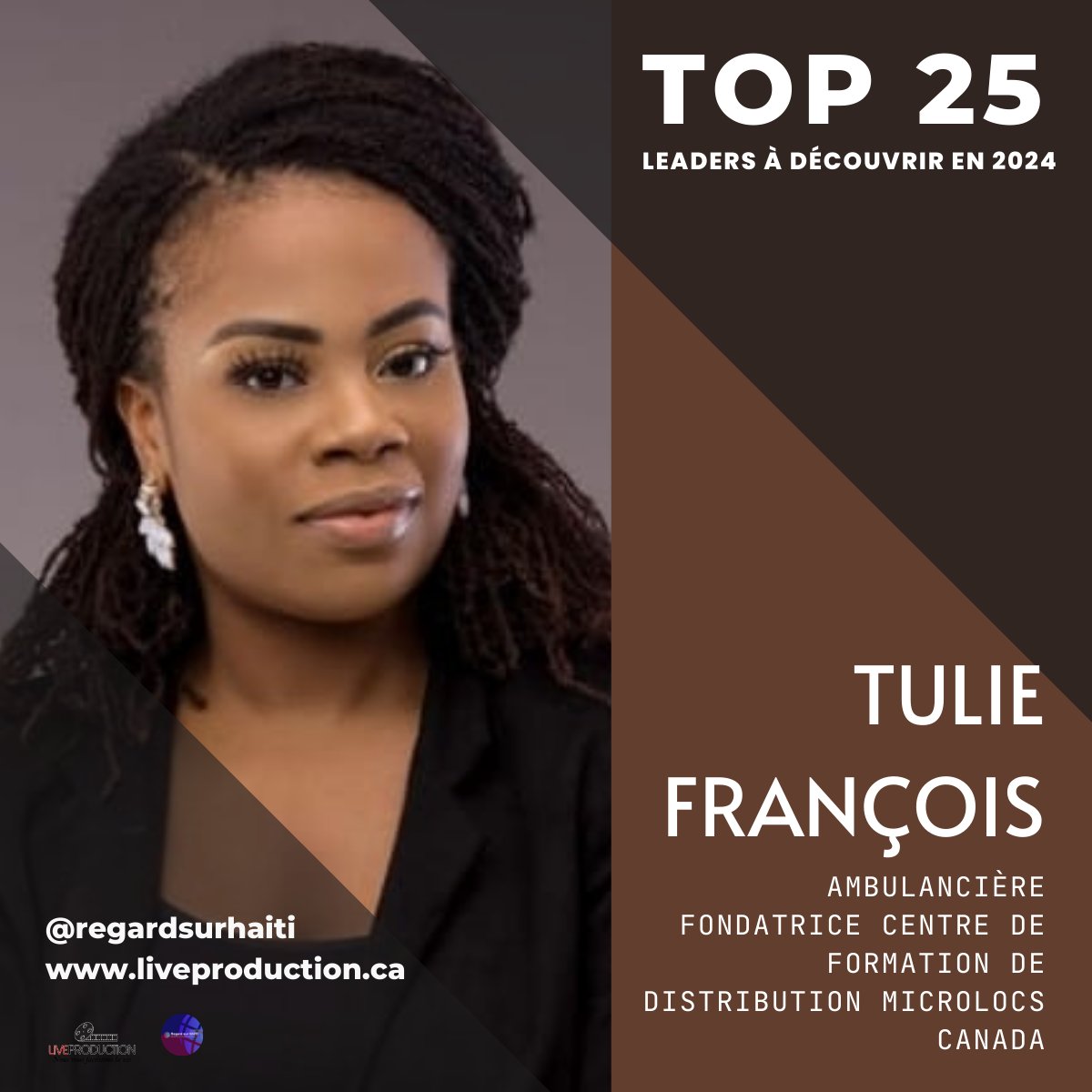 ✨️TOP25 LEADERS À Découvrir en 2024✨️

🟤 Tulie François 
Lire la suite⤵️
facebook.com/share/p/3sb1Tv…

#bhm  #mhn #diversity #Canada #montreal #hairstyle #psalmist #worshiper #health #nurse #student #mother #braid #leadgeneration #entrepreneur #leader #haircare