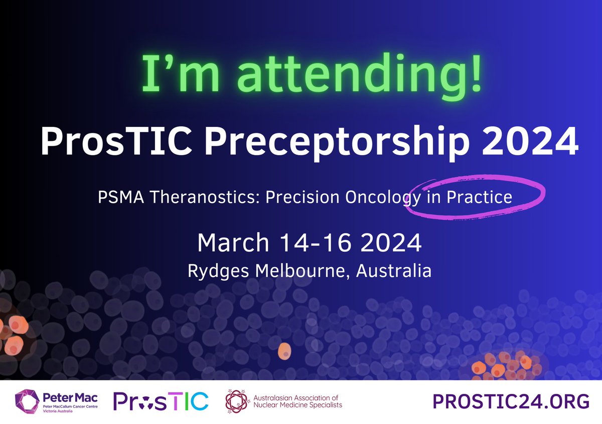 Only 2.5 weeks to go! Registration still available. The most important #PSMA education event for 2024. Join 300+ people from 20+ countries in #melbourne prostic24.org @DrMHofman @PCFnews @PeterMacCC @PeterMacRes @gu_onc @AzadOncology