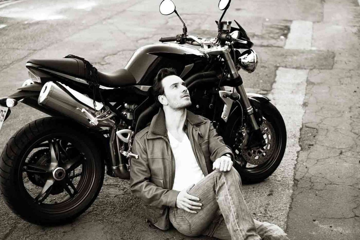 Motorcycle photo shoot with Michael Fassbender for OutThere magazine. 📷 by David Edwards 2010 #MichaelFassbender #Motorcycle #Photoshoot #Fassbender #Actor #Producer #Film #Movies