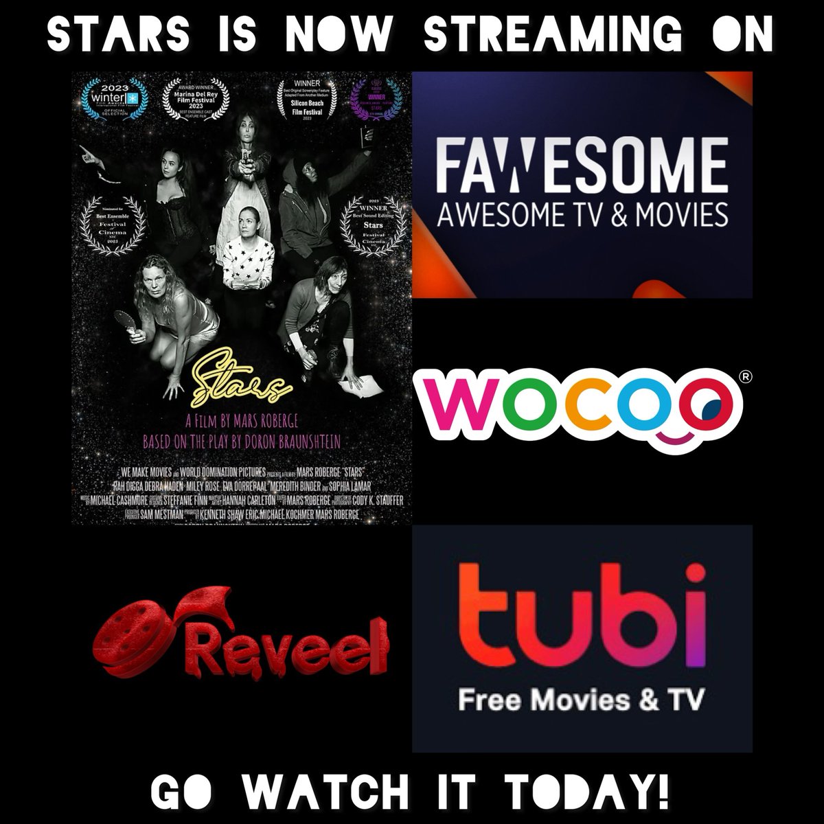 Go watch “Stars” on Roku, Fire TV, Android TV, Google Play, Apple TV, and IOS by using the Tubi. Fawesome or Reveel app or directly on WOCOO.tv. 

@stars_themovie @wemakemovies  @watchreveel @tubi #fawesomettv #worlddominationpictures @wocoo_movies @wocoo.tv