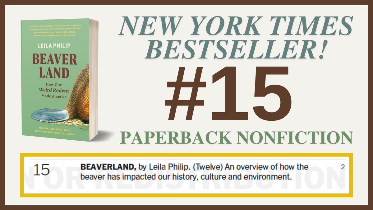 So thrilled that Beaverland has been on the New York Times best seller list for a second week in a row. Thank you to all the readers, reviewers, supporters who helped us get here. Go beavers, go!