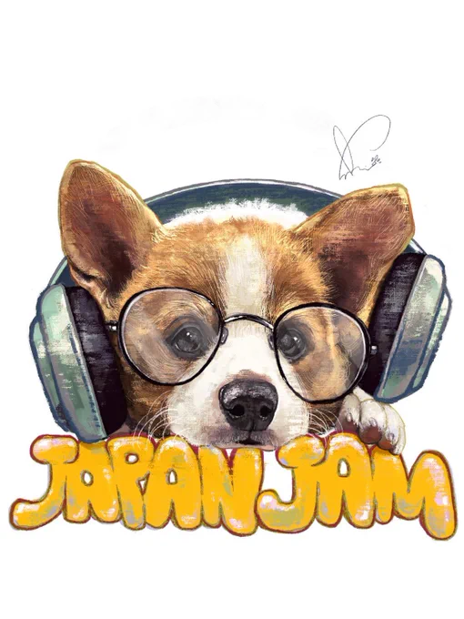 JAPAN JAM2024オフィシャルグッズTシャツのイラストを描きました。コーギーです。コーギーのおケツです。正面が可愛いのは勿論、なんとコーギーのおケツが背面にあります。犬のおケツが背面にドでかく見えるフェスTなど見た事がありません。… 