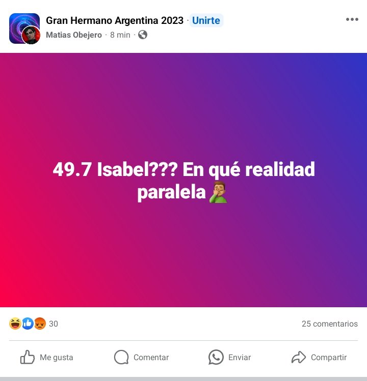 joshmpsuit's tweet photo. el nivel de fraude que hasta los de facebook están re desorientados con la vuelta de isabel a la casa jajsjsjs #GranArmado https://t.co/5g5cybTLtj