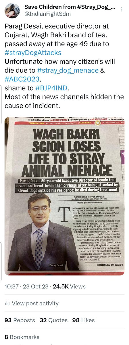 IndianFightSdm's tweet photo. 1.5 years kid death in Delhi due to feeding by a lady #Feeder in Public place & she threaten to victim's if any action against #straydogs
@PMOIndia
@myogiadityanath
@narendramodi
Wake-up ruling party.
Stop #NGOPharmaNexus
#RemoveStrayDogs Public places
https://t.co/xOu6SVOJUM https://t.co/hX0sjfdK17