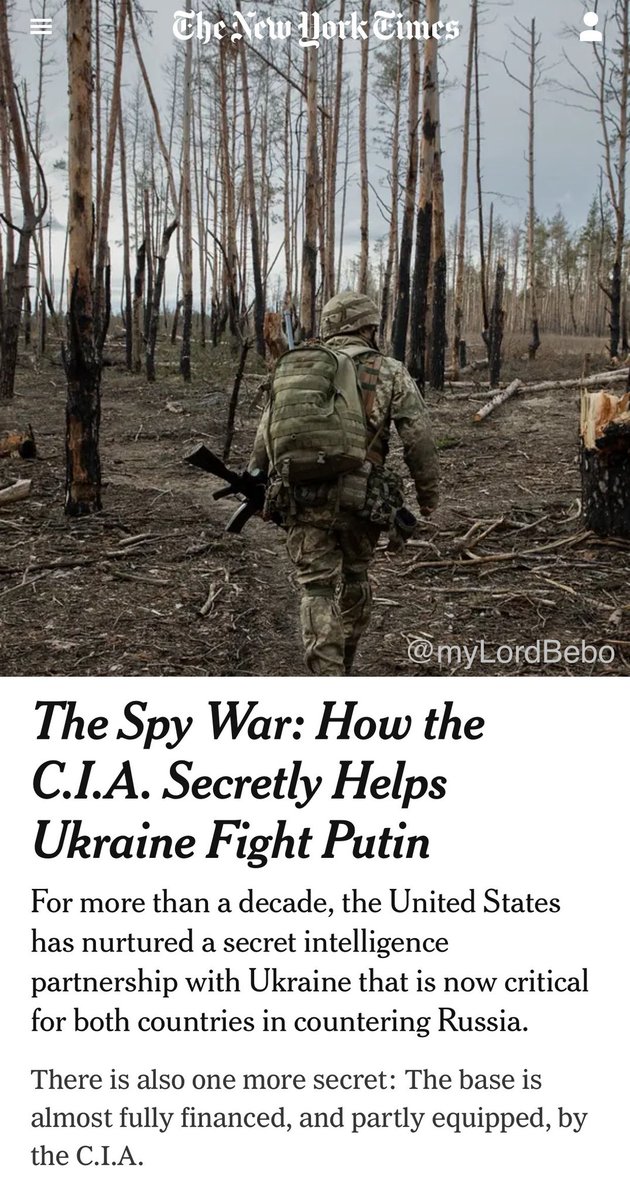 Glenn_Diesen's tweet photo. The New York Times reports on America's secret war against Russia since Maidan in 2014:
- On the eve of the US-backed coup in Ukraine, 24 February 2014, the new spy chief of the US-installed government in Kiev "called the C.I.A. station chief and the local head of MI6... and proposed a three-way partnership"
- The partnership "is no wartime creation" as it "took root a decade ago"
- Since the coup, Ukraine's intelligence agencies were transformed into "Washington’s most important intelligence partners against the Kremlin"
- "A C.I.A.-supported network of spy bases constructed in the past eight years that includes 12 secret locations along the Russian border"
- Secret bases established "fully financed, and partly equipped, by the C.I.A."
- "Around 2016, the C.I.A. began training an elite Ukrainian commando force — known as Unit 2245 — which captured Russian drones and communications gear so that C.I.A. technicians could reverse-engineer them and crack Moscow’s encryption systems"
- "That initial tranche contained secrets about the Russian Navy’s Northern Fleet, including detailed information about the latest Russian nuclear submarine designs. Before long, teams of C.I.A. officers were regularly leaving his office with backpacks full of documents"
- The CIA used their secret bases in Ukraine to "track Russian spy satellites and eavesdrop on conversations between Russian commanders"
- "The C.I.A. also oversaw a training program, carried out in two European cities, to teach Ukrainian intelligence officers how to convincingly assume fake personas and steal secrets in Russia"
- The CIA directs attacks on Russian cities such as Rostov
- "The C.I.A. and other American intelligence agencies provide intelligence for targeted missile strikes"
https://t.co/8ROIc2umo5