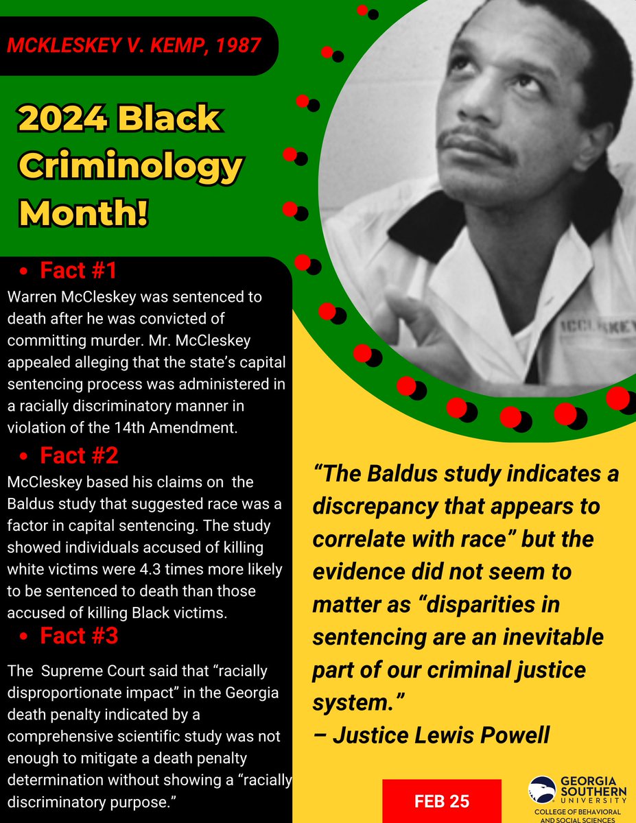 CriminalGs's tweet photo. Day 25!
#McKleskeyVKemp #BlackHistoryMonth #CriminalJustice #Criminology https://t.co/CaW63DPMTO