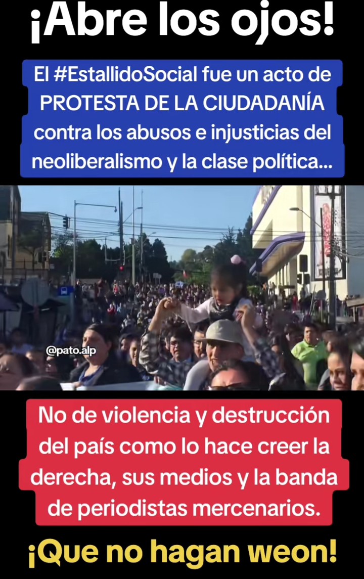 sepulvedamon's tweet photo. El estallido social no tuvo color político y menos se asocia con el gobierno actual, tampoco  es sinónimo de violencia y destrucción como lo quiere hacer parecer la derecha y los medios 
La violencia fue orquestada por la derecha corrupta
BASTA  DE MENTIRAS 
#DerechaMiserable https://t.co/LnnpelyB7M
