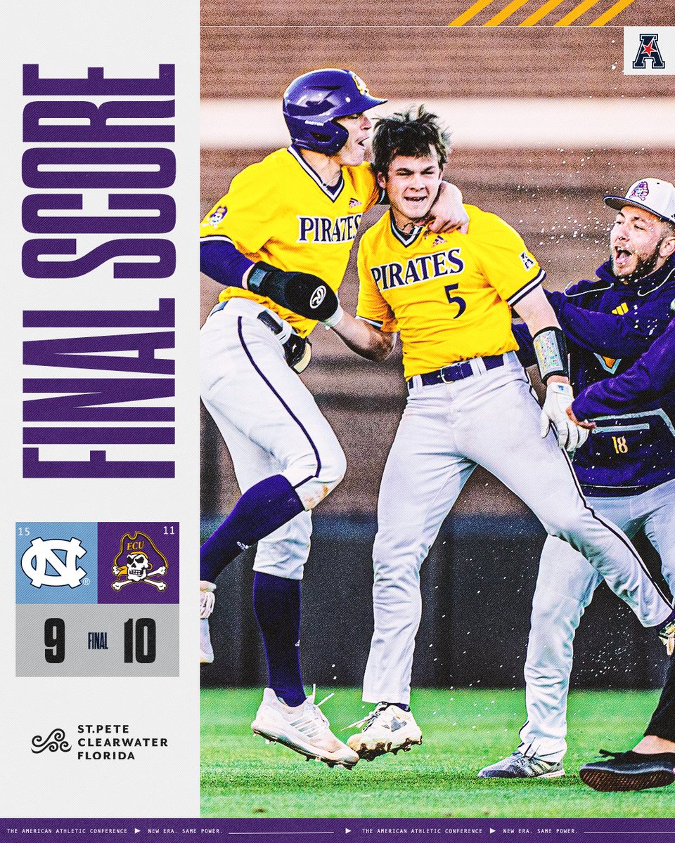 American_Conf's tweet photo. SERIES WIN OVER NO. 15 NORTH CAROLINA FOR THE PIRATES‼️🏴‍☠️

#AmericanBSB x @ECUBaseball https://t.co/coyMFD50Wx