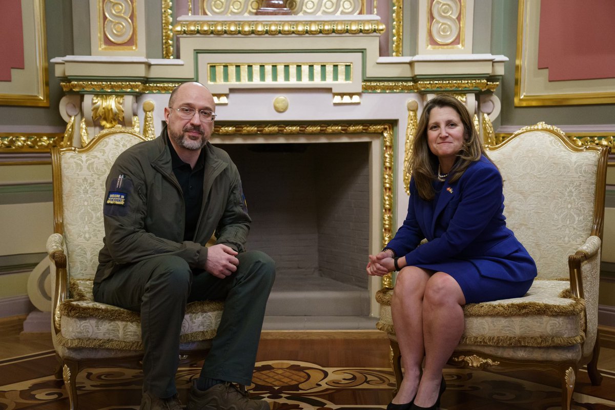cafreeland's tweet photo. Yesterday in Kyiv, we marked two years since Russiaโs full-scale invasion of Ukraine. Ukraine can, must, and will win. Putin must and will lose.๐บ๐ฆ๐จ๐ฆ https://t.co/WBV9dpD7x6