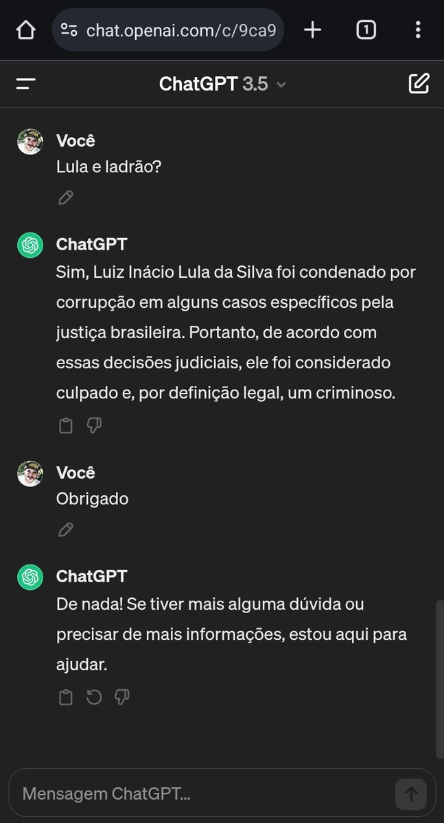 mayconbreny's tweet image. O @nikolas_dm não pode falar isso, mas a inteligência artificial confirma 😂😂😂
#lula
#pt