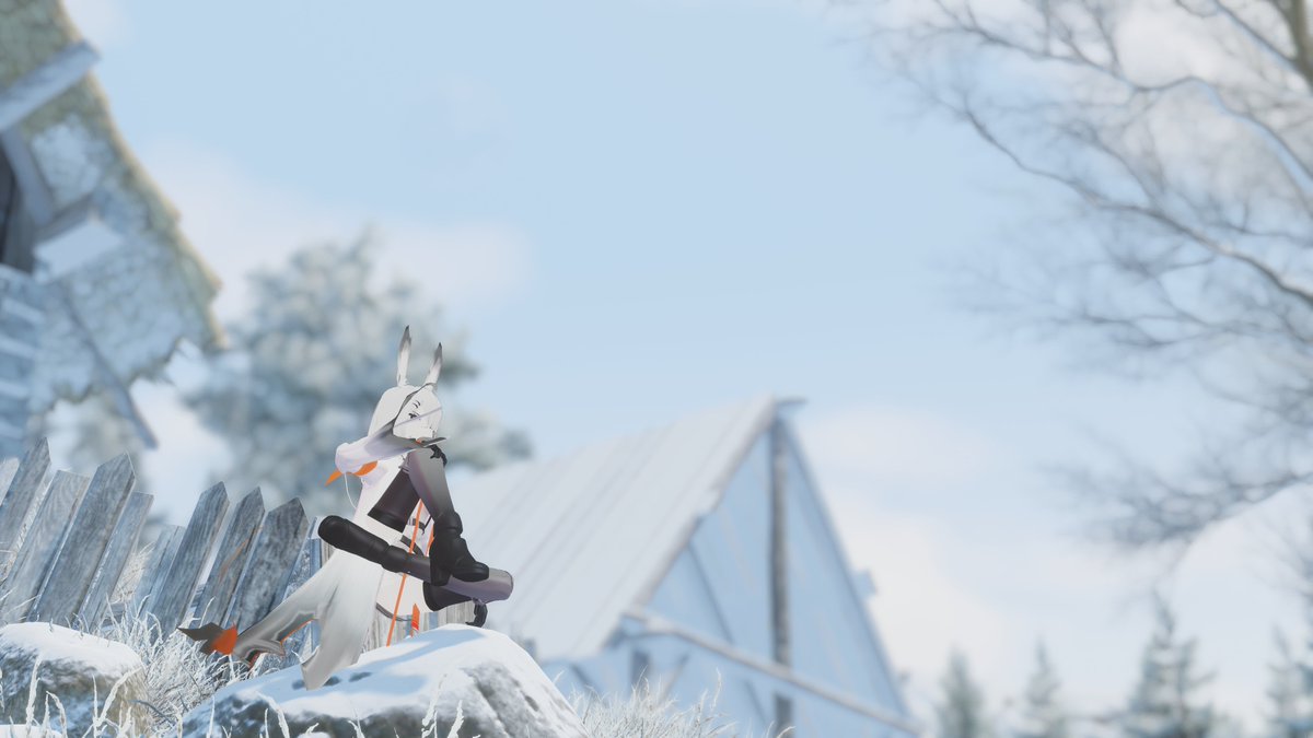 FluffOk's tweet image. recently fell in live with vrchat photography worlds are snowy valley forest by Iconoclass for first picture and noir by CrowBite for the other one #VRChatPhotography