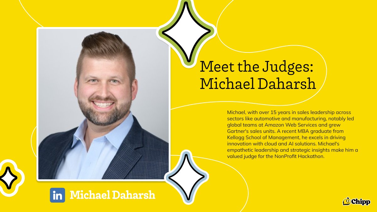 🌟 Meet One of Our Esteemed Hackathon Judges! 🌟 We're excited to introduce one of the guest judges for our 'AI For NonProfits' Hackathon - Michael Daharsh, MBA is a visionary sales leader and culture builder with an impressive 15-year track record across automotive,