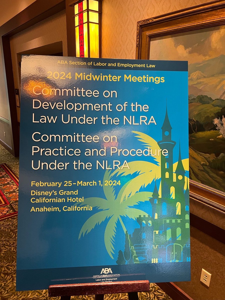 Grant_Pecor's tweet photo. Kicking off this year's Midwinter Meeting for the ABA Committee on Development of the Law Under the NLRA with Bryan T. Arnault (Blitman & King LLP) and Rebecca Sivitz (Weil, Gotshal & Manges LLP) discussing the ethics of witness preparations. #aba #abadll #laborlaw #labornerds https://t.co/OwoKbpDysZ