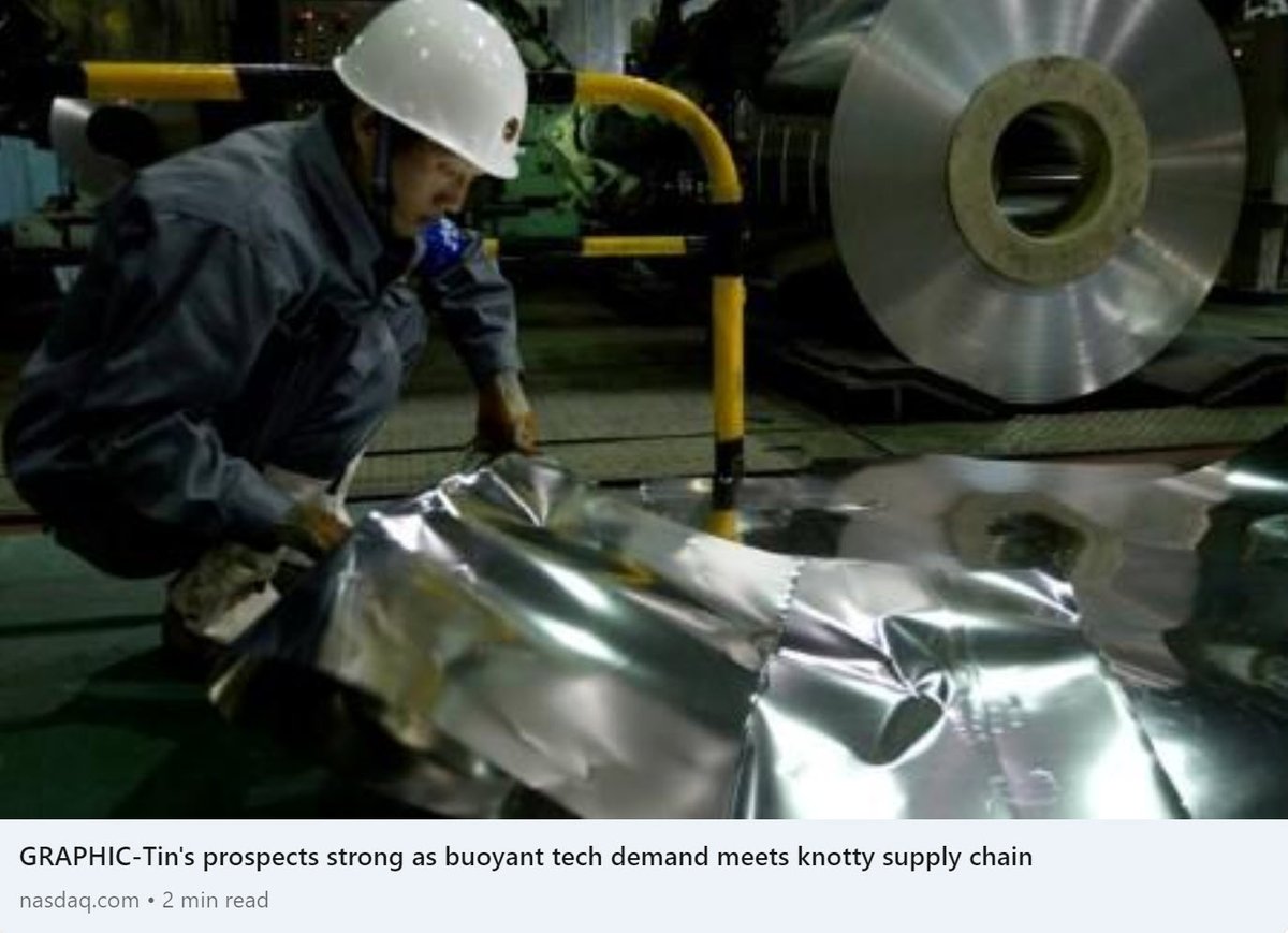 'Tin is in a unique position among the #basemetals of having limited direct exposure to the property market in #China, but high exposure to fast-growing #technology-related sectors,' said Dan Smith, head of research at Amalgamated Metal Trading.

Tin is an important component in