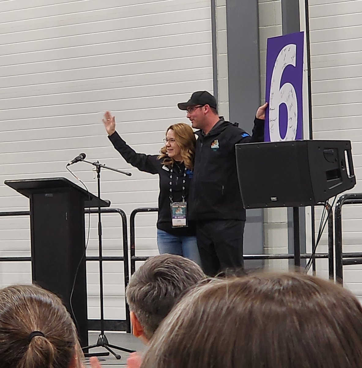 saskryan's tweet photo. Our #TM48 Chair Tyler Hall with his "6", given to him by #TM49 Chair Terri Troupe-Logue.
@Telemiracle tradition is to give the Chair of the current show the leading digit of their total, signed by their committee.
This was the first six! https://t.co/j4B81gS7lK