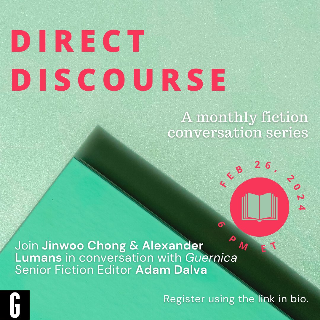 🗣️TOMORROW at 6pm ET: Join us for February's Direct Discourse, featuring @jinwoochong and @OldManLumans, for our monthly conversation series on fiction with editor @adalva! Regster: us02web.zoom.us/meeting/regist…