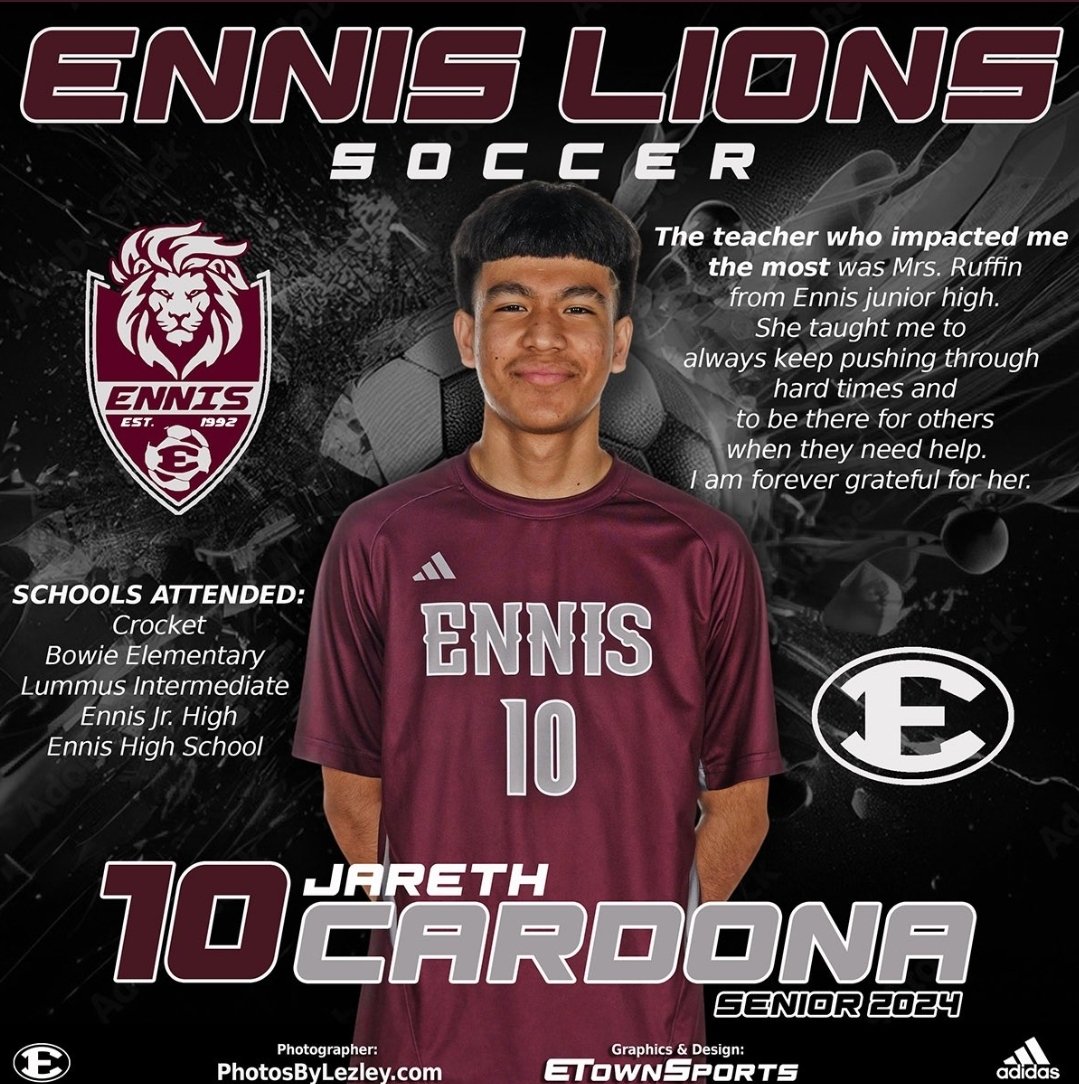 Senior 2024 Jareth Cardona 
Senior Night March 1st 6:30 pm