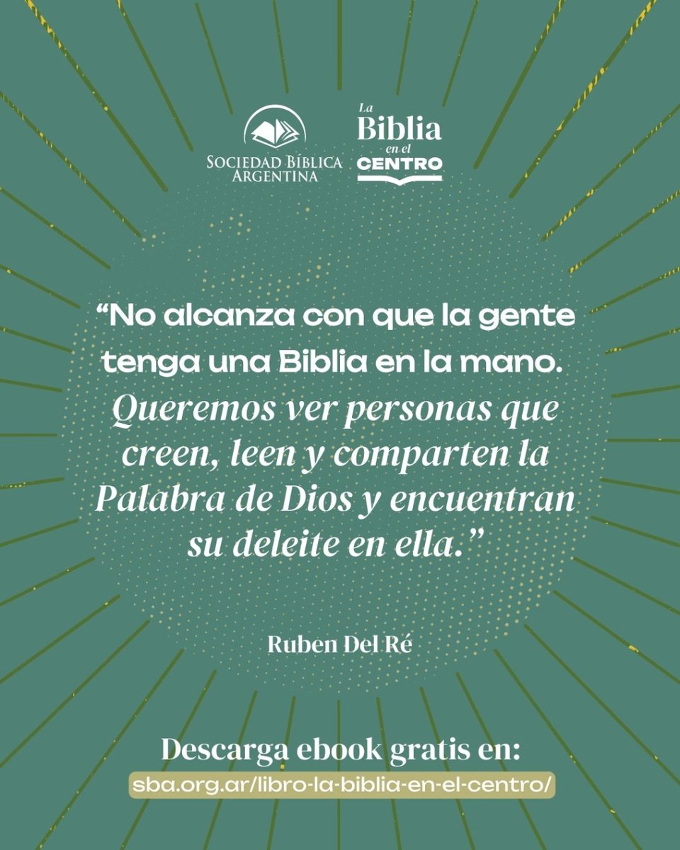 🙌📖 Anhelamos ver hogares con Biblias abiertas, iglesias que predican y enseñan con fidelidad las Escrituras y un espacio público donde los cristianos encarnan sus valores. Deseamos ver naciones transformadas por la Palabra de Dios. 📖🙌

sba.org.ar/libro-la-bibli…