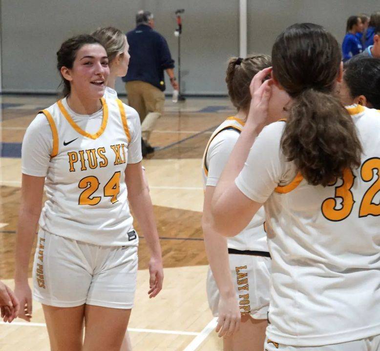 ProductionsW7's tweet photo. Addison Miranda leads the Lady Popes in three pointers made with 81 after making 4 last night to lead them in scoring ( 14 pts adding 7 rebs) in the sectional win! #rollpopes #roadtotheresch #wisgb #shesonfire π§π§π§π§π§ @AddisonM_30 https://t.co/yisjFZBtWB