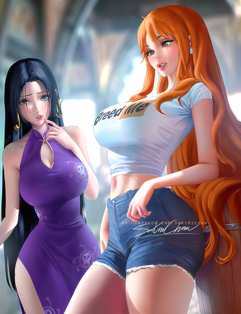 ボア・ハンコック ,ナミ(ワンピース) 「Boa and nami set for this termdeadline t」|sakimichan@のイラスト