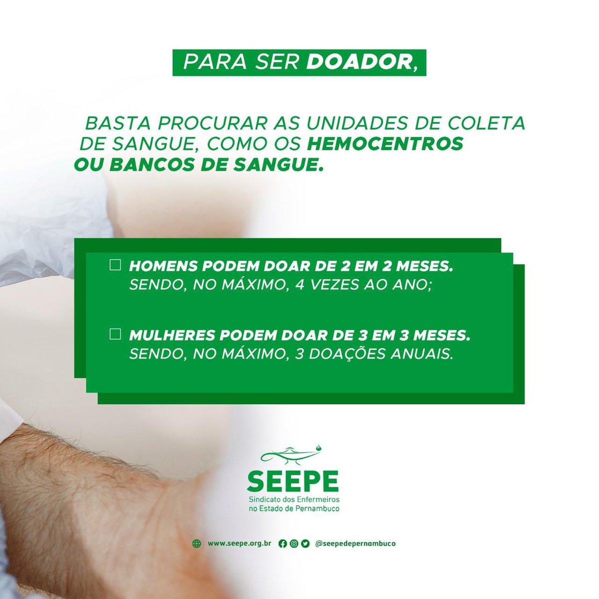 A doação de sangue é atitude muito importante, que salva vidas❤️

🧑🏽‍⚕️👨🏾‍⚕️E os enfermeiros desempenham um papel fundamental nesse processo de doação de sangue.

Faça sua parte, procure um hemocentro e se informe sobre a doação. 
Doe! Ajude o próximo. Salve vidas! ✨🩸