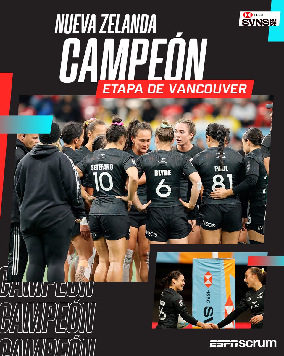 🇳🇿7⃣ ¡Nueva Zelanda salió campeón del Seven de Vancouver!

Las #BlackFerns7s se impusieron sobre Francia por 35-19 en la final y lograron su primer título de la temporada.

⭐ Mirá el Circuito Mundial en #StarPlusLA.  

  #MiraloEnStarPlus