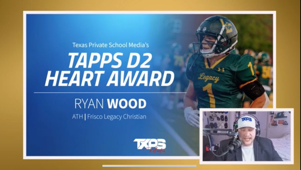 Big congrats to our 2 award winners from tonight’s <a href="/TXPSMedia/">Texas Private School Media</a> Awards Show! 

TAPPS D2 Coach of the Year : Doug Hix 
<a href="/CoachDougHix/">Doug Hix</a> 
TAPPS D2 Heart Award : Ryan Wood
<a href="/RyanTWood01/">Ryan Wood</a> 

Two very deserving individuals! 

#EVERYTHING 🦅