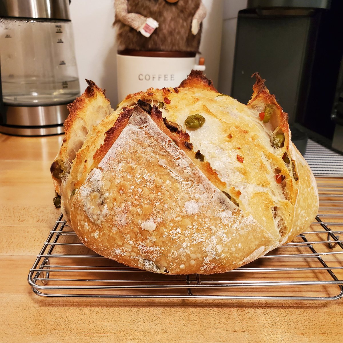 ReneaLynnMN's tweet image. Today Bake 😍
Customer order 🤍
Green Olive and Pepper Jack 
#sourdough #bread #microbakery