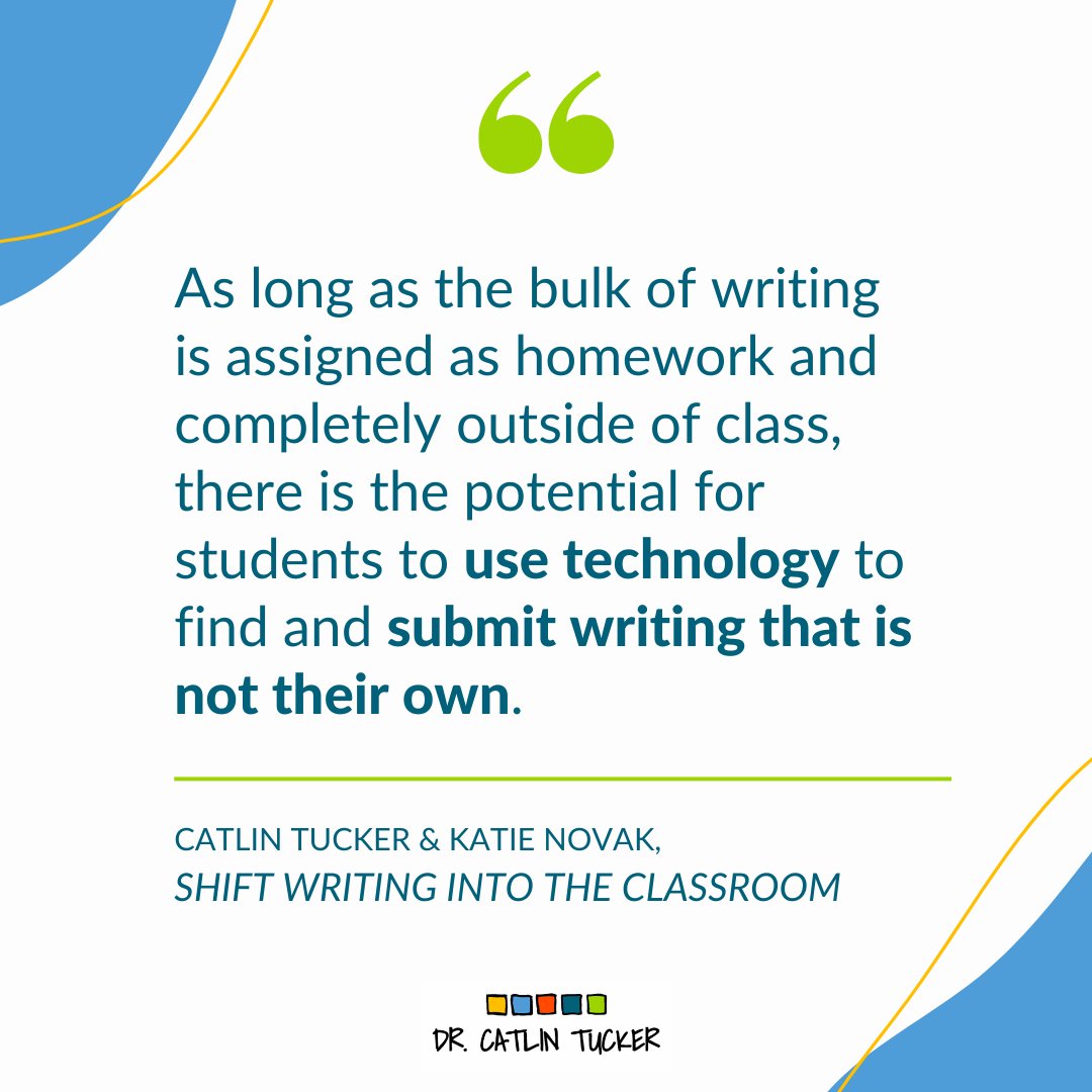 🤖 #ArtificialIntelligence & tools like #ChatGPT can definitely be abused by students to submit writing that isn’t their own. But if we can shift writing into the classroom, we reduce this potential significantly: bit.ly/3NVWup5 #EdTech #EduTwitter #EdChat