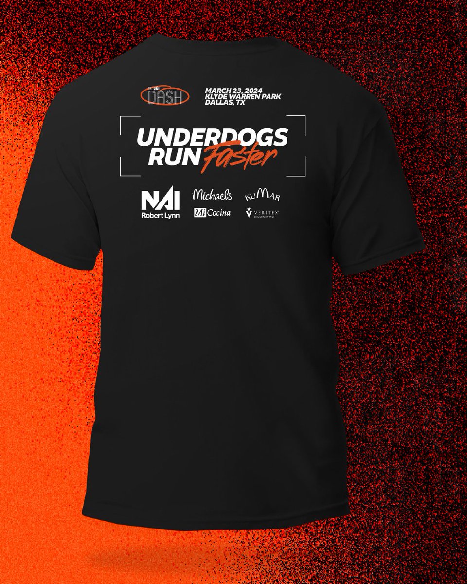Here's the T-shirt you'll be sporting at The U&amp;I DASH 5k/1 mile! Wear it proudly as a statement of your commitment to our cause. Register now! 
⁠
#DASH24 #UnderDogsRunFaster #DallasEvents  #DallasMusicFestival #Dallas5K #5kRunners #CharityRun #DallasRunners