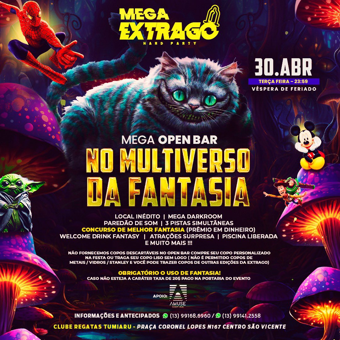 Extrago013's tweet photo. ✨EXTRAGO HARD PARTY NO MULTIVERSO DA FANTASIA ✨

Estão prontos para essa MEGA EDIÇÃO ? Então separem suas fantasias e se preparem para entrar no nosso multiverso https://t.co/QOa5jt75U3