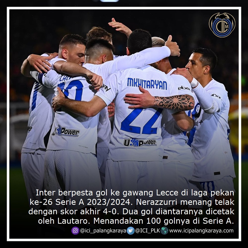 Inter berpesta gol ke gawang Lecce di laga pekan ke-26 Serie A 2023/2024 di Ettore Giardiniero, Senin (26/2/2024) dini hari WIB. Bermain mendominasi dan tanpa perlawanan yang berarti dari tuan rumah Lecce, Nerazzurri menang telak 4-0. #ForzaInter