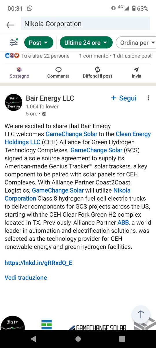 Clean Energy Holdings orders 10 $NKLA Tre FCEVs! Another customer to add to the growing list! (Credit to Alessandro ✅)