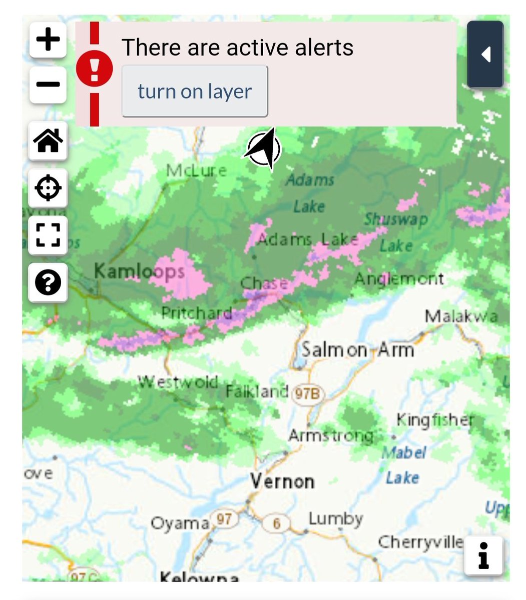 #SalmonArm looks like it could get hit hard with #bcstorm