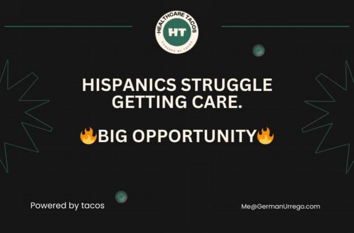 Grateful for the support on our mission to make #healthcare Hispanic-friendly.

Upcoming Healthcare Tacos editions will bring:

3 insights
2 actionable steps
1 advice

Next up: #Hispanics Struggle Getting Care; Big Opportunity🔥🔥🔥
