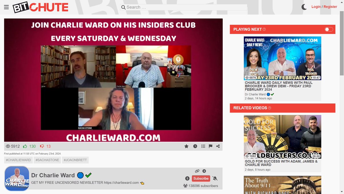 It is hilarious to watch Dr Charlie Ward currently flailing around to resurrect any old conspiracy theory to give him something to piggyback his Goldbusters grift on. Even bringing on old 9/11 conspiracy theorists to his show. 👎🤣