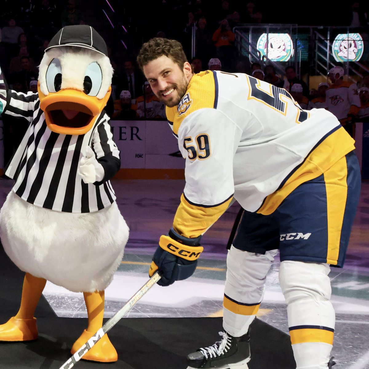 PredsNHL's tweet photo. An icon and beloved national treasure, who has changed the lives of so many people, and also Donald Duck https://t.co/RmcOOglyD5