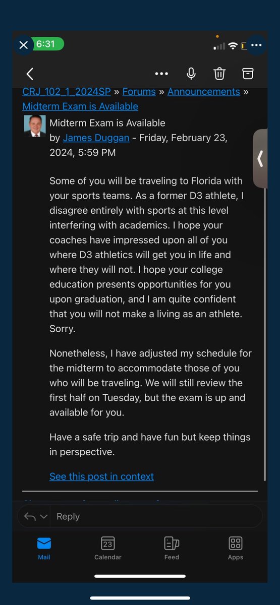 This is Bad. D3 Students deserve better!

A student athlete reached out to me yesterday. He didn’t know how to respond. 

This is bad. This is really bad. If I was a baseball coach (any type coach) at <a href="/AMCAT_Baseball/">Anna Maria Baseball</a> I would be having a very firm conversation with  James Duggan
