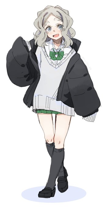 でこメガネちゃんの制服ジャケットが可愛いかったので、ちびっこちゃんにも着せてみた☺️ #ちびっこちゃん朝活 