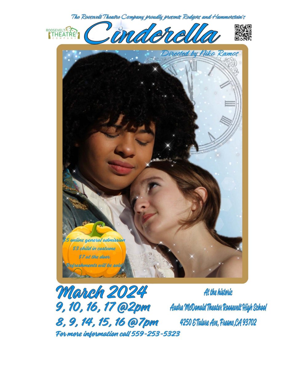 Mark your calendars! The production of Cinderella by the incredible @Roosevelt_theatrecompany is almost here! @mdallenfusd @theRHSRiders @RHSCedarTulare @rhsWinterGuard @counseling1RHS @rhspathways @FresnoUnified @fusdVAPA