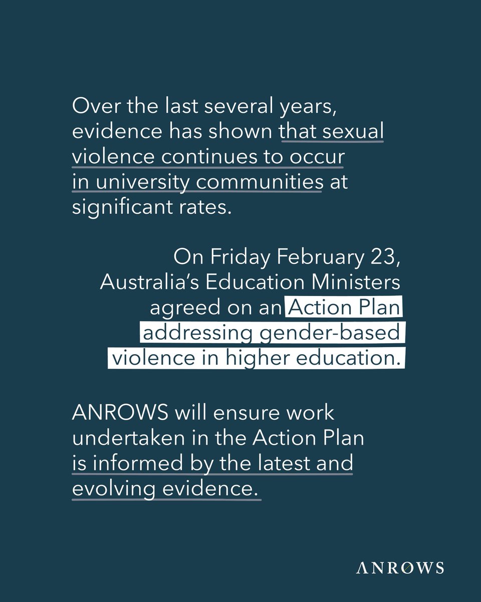 Australia's Education Ministers have approved the National Action Plan!

ANROWS is proud to collaborate with the Department of Education. Together, we're ensuring that our work is grounded in the latest evidence, to advance safety in higher education.