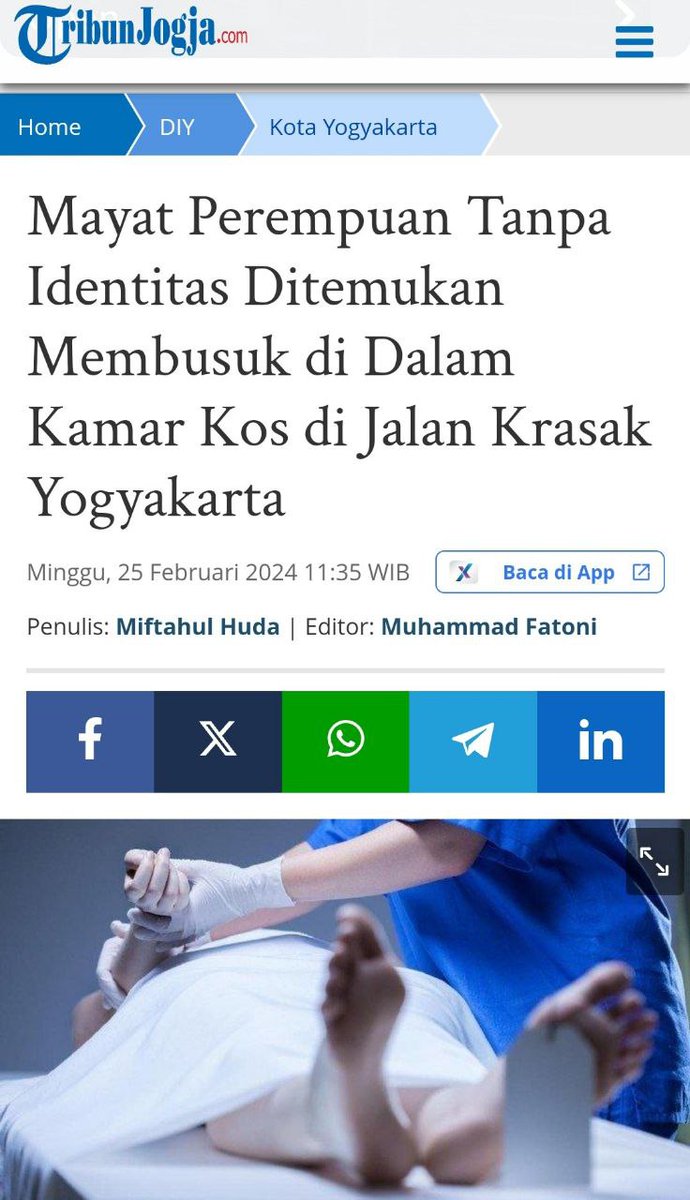 seduluryogyaku's tweet photo. Wanita tanpa identitas ditemukan membusuk di dalam kamar kos pria dengan luka lebam dan ceceran darah di pintu tangga kamar kos. Kasus masih dalam penyelidikan.

Untuk sedulur semua, lebih hati-hati lagi ya dalam berinteraksi sosial. Jaga diri, jaga keluarga. https://t.co/2S8yURURWN